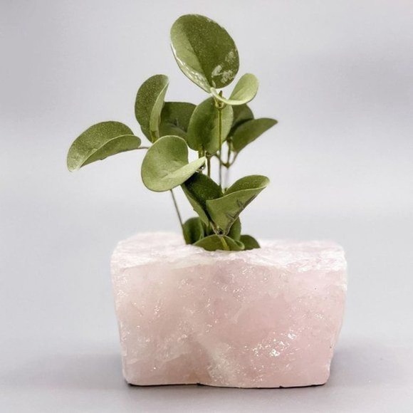 Crystal Candle Holder, Raw Rose Quartz, Stone Succulent Holder, Air-Plant Holder - Picture 6 of 8